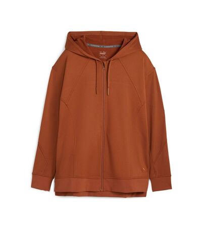 Sweat à capuche zippé marron femme puma train - l