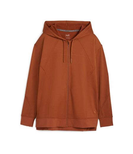 Sweat à capuche zippé marron femme puma train - l