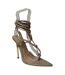 Womens/ladies Leather Stiletto Heel Sandals Nude No Doubt-1