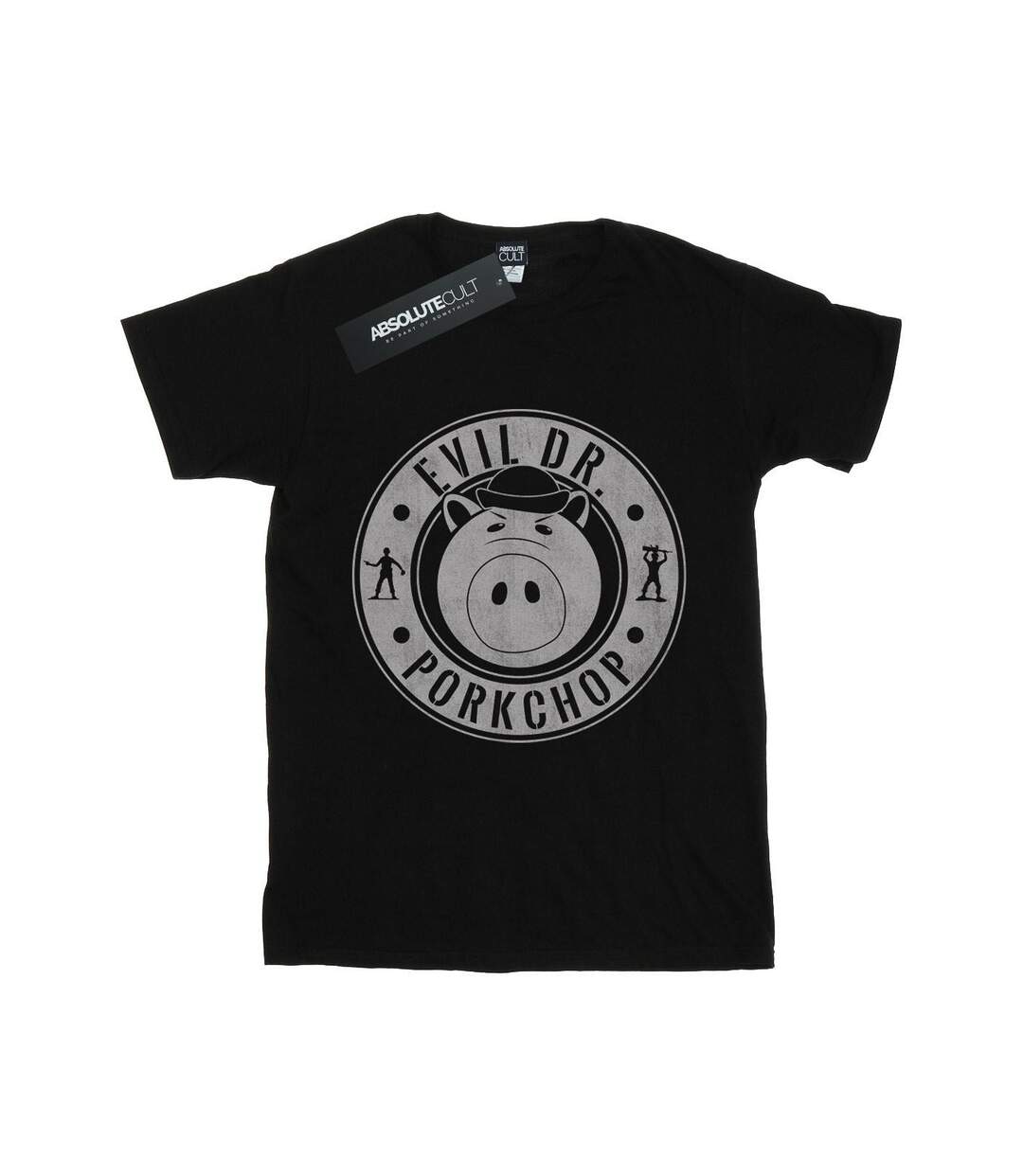 Disney Womens/Ladies Toy Story Evil Dr Pork Chop Logo Coton Boyfriend T-Shirt (Noir) - UTBI46908-1