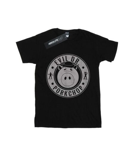 Disney Womens/Ladies Toy Story Evil Dr Pork Chop Logo Coton Boyfriend T-Shirt (Noir) - UTBI46908