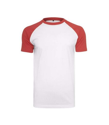 T-shirt Raglan Contrasté Pour Hommes Blanc Rouge Build Your Brand