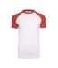 T-shirt Raglan Contrasté Pour Hommes Blanc Rouge Build Your Brand-2