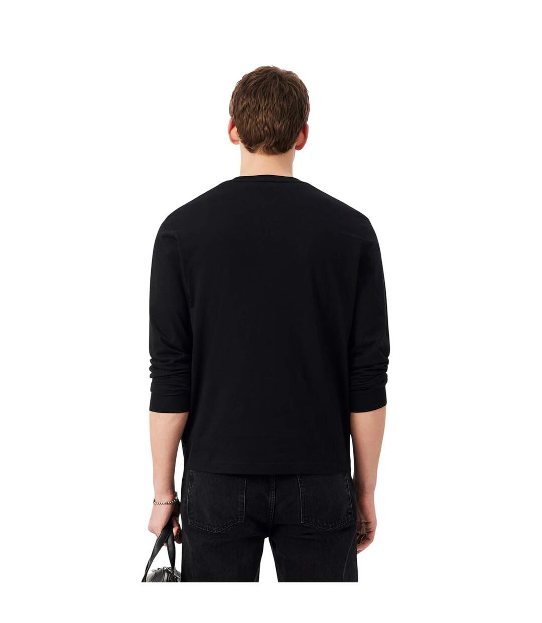 Mens Crocodile Print Cotton Regular Long-sleeved T-shirt Black Lacoste-3