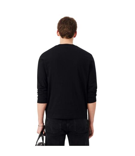 Mens Crocodile Print Cotton Regular Long-sleeved T-shirt Black Lacoste