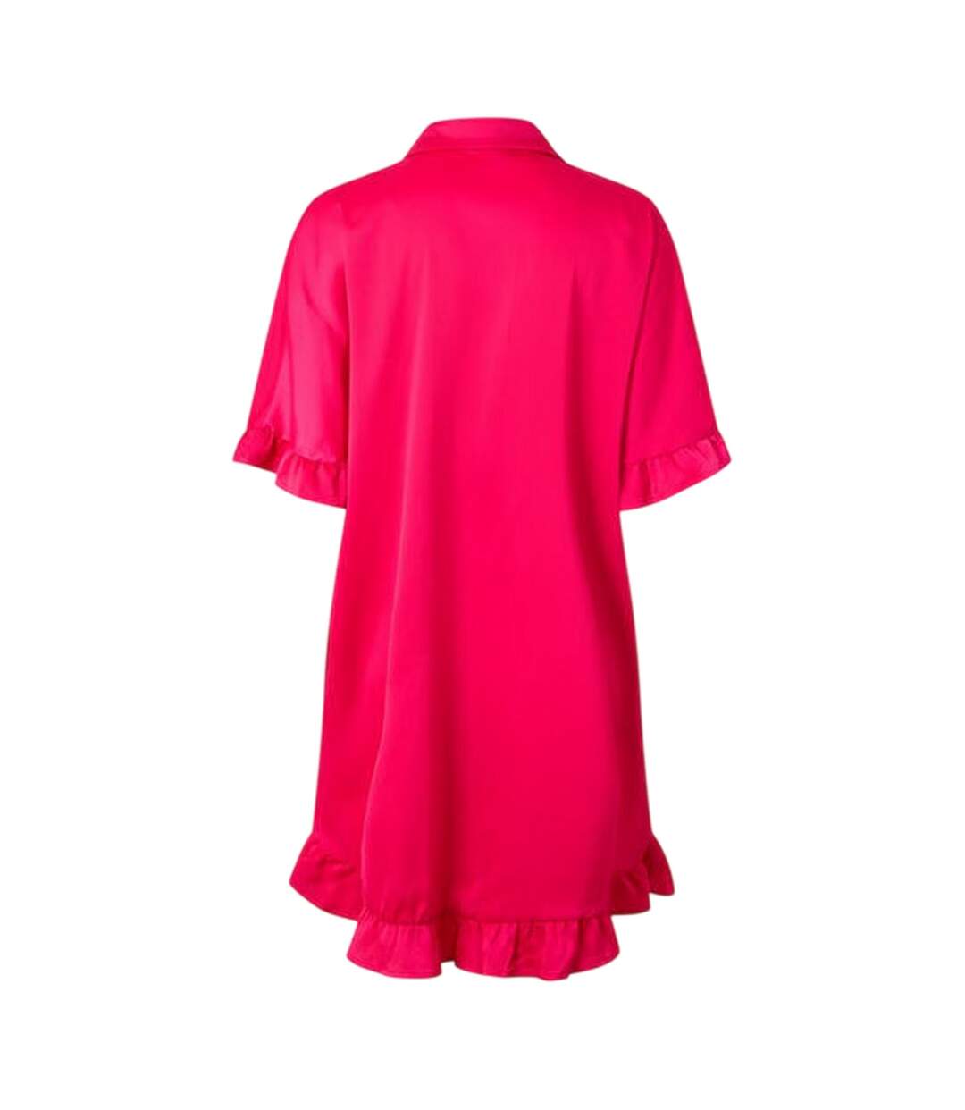 Womens/ladies Button Detail T-shirt Dress Hot Pink Print Ax-3