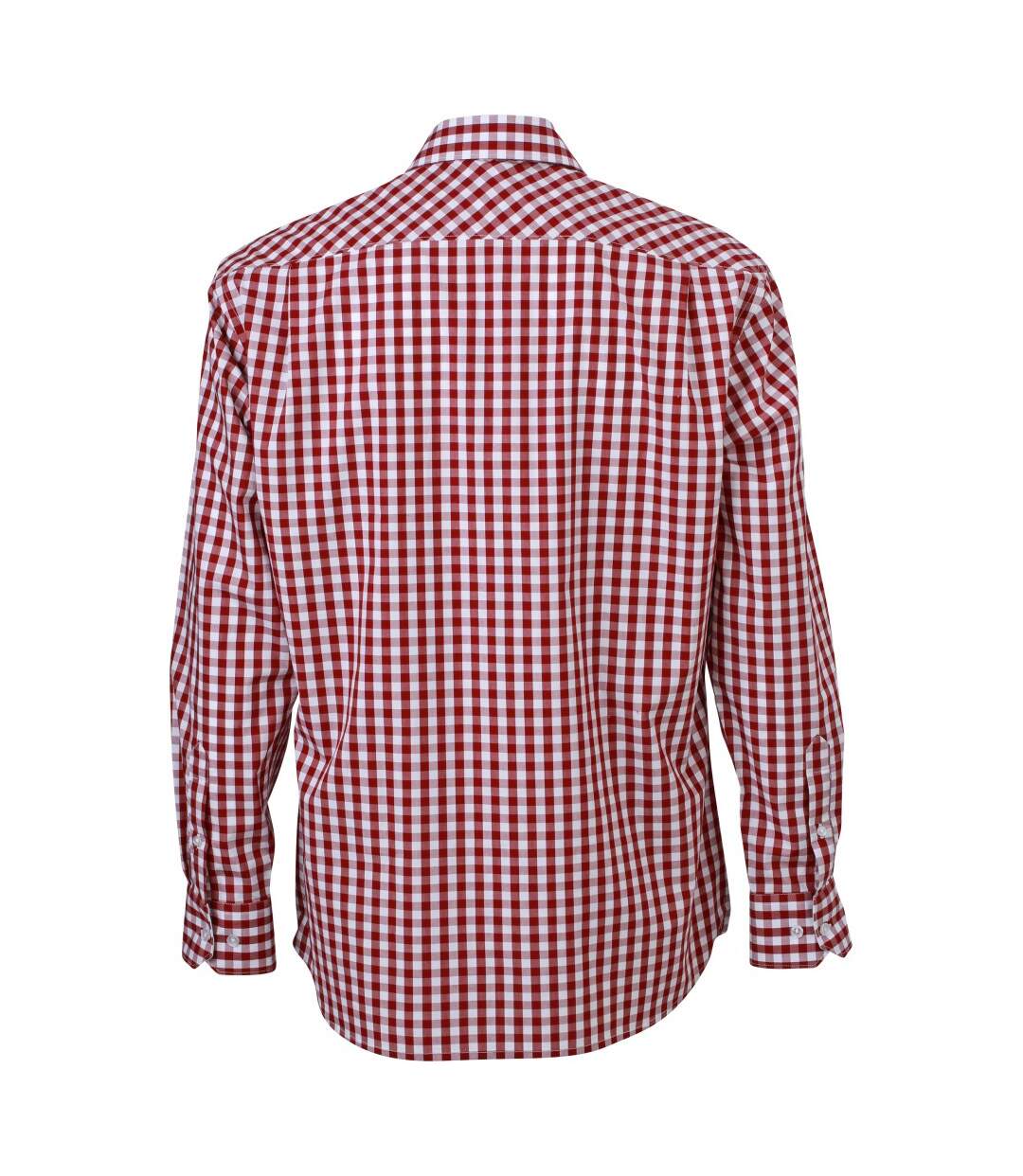 Mens Checked Shirt Bordeaux White James And Nicholson-2