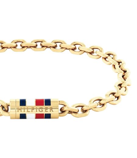 Mens Flag Logo Bracelet One Size Gold Tommy Hilfiger