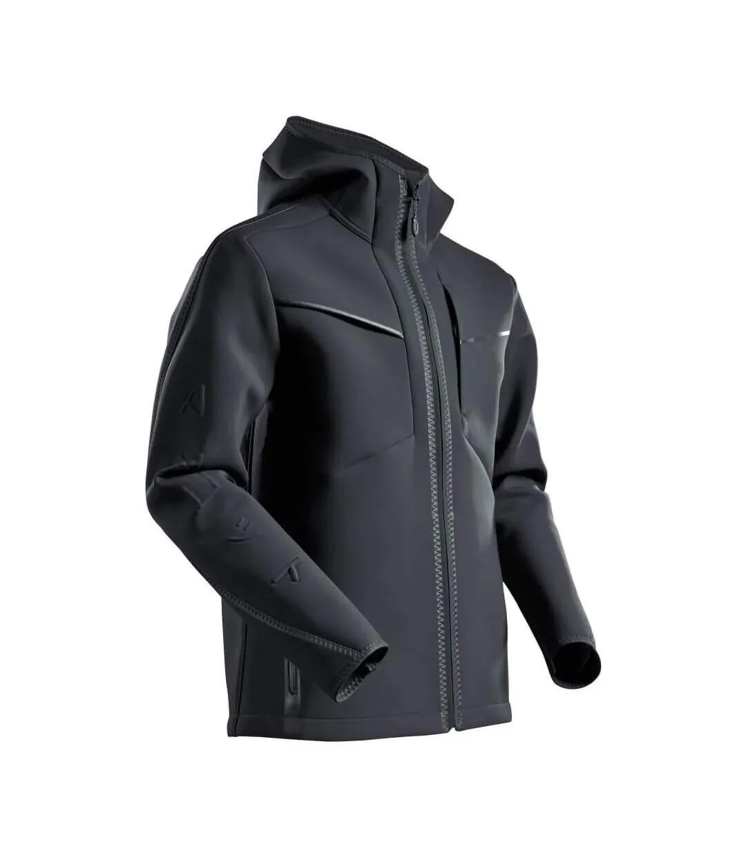 Mens Customised Stretch Hooded Soft Shell Jacket Black Mascot-2