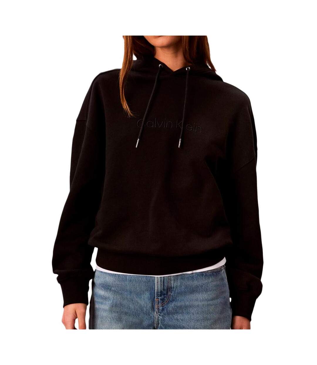 Sweat à capuche noir calvin klein jeans french-1