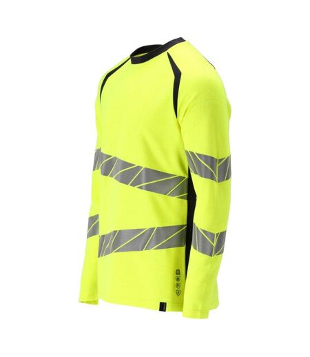 T-shirt Manches Longues Accelerate Multisafe Homme Jaune Fluo Bleu Marine Foncé Mascot