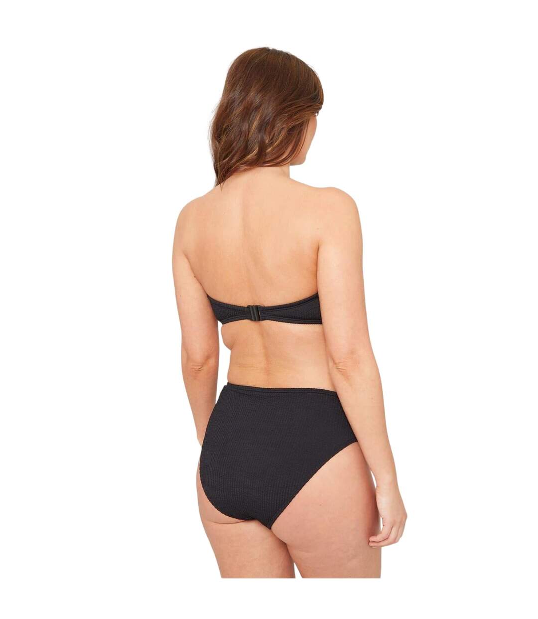 Womens/ladies Textured High Waist Bikini Bottoms Black Be You-3
