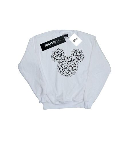 Disney Sweatshirt Womens/Ladies Mickey Mouse Head Of Hands (Blanc) - UTBI28022