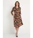 Robe chemisier courte fleurie en satin-1