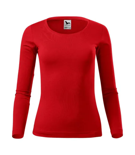 Womens/ladies Fitted Long-sleeved T-shirt Red Malfini