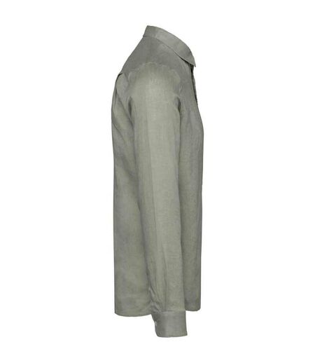 Mens linen long-sleeved shirt almond green Spasso