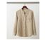 Chemisier Femme Beige en Coton Texturé Manches Retroussables-4
