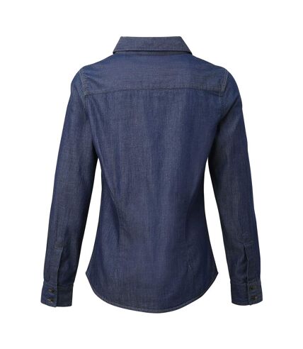 Premier Womens/Ladies Jeans Stitch Long Sleeve Denim Shirt (Indigo Denim) - UTRW5592