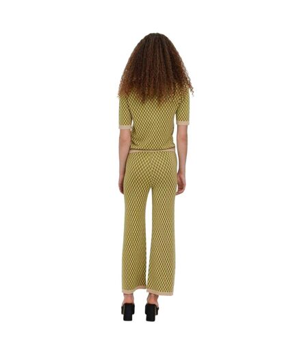 Womens/ladies Urina Ribbed Geometric High Waist Trousers Woodbine Vero Moda