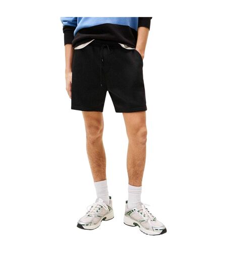 Mens Fleece Flag Logo Sweat Shorts Black Tommy Jeans