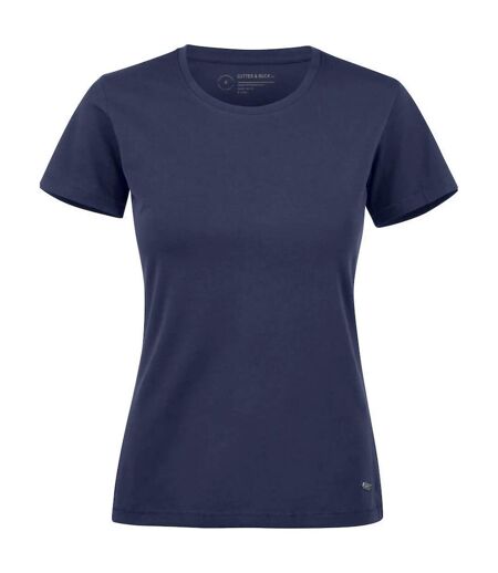 Womens/ladies Manzanita Round Neck Fitted T-shirt Dark Navy Cutter & Buck