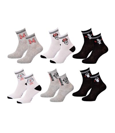 Pack de Chaussettes Femme Licence Fantaisies-Assortiment modèles photos selon arrivages- Pack de 6 Paires MINNIE SPORT 1447