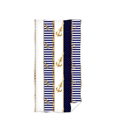 Serviette de bain bleu/blanc ancre 70x140 - taille unique
