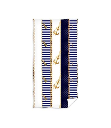 Serviette de bain bleu/blanc ancre 70x140 - taille unique