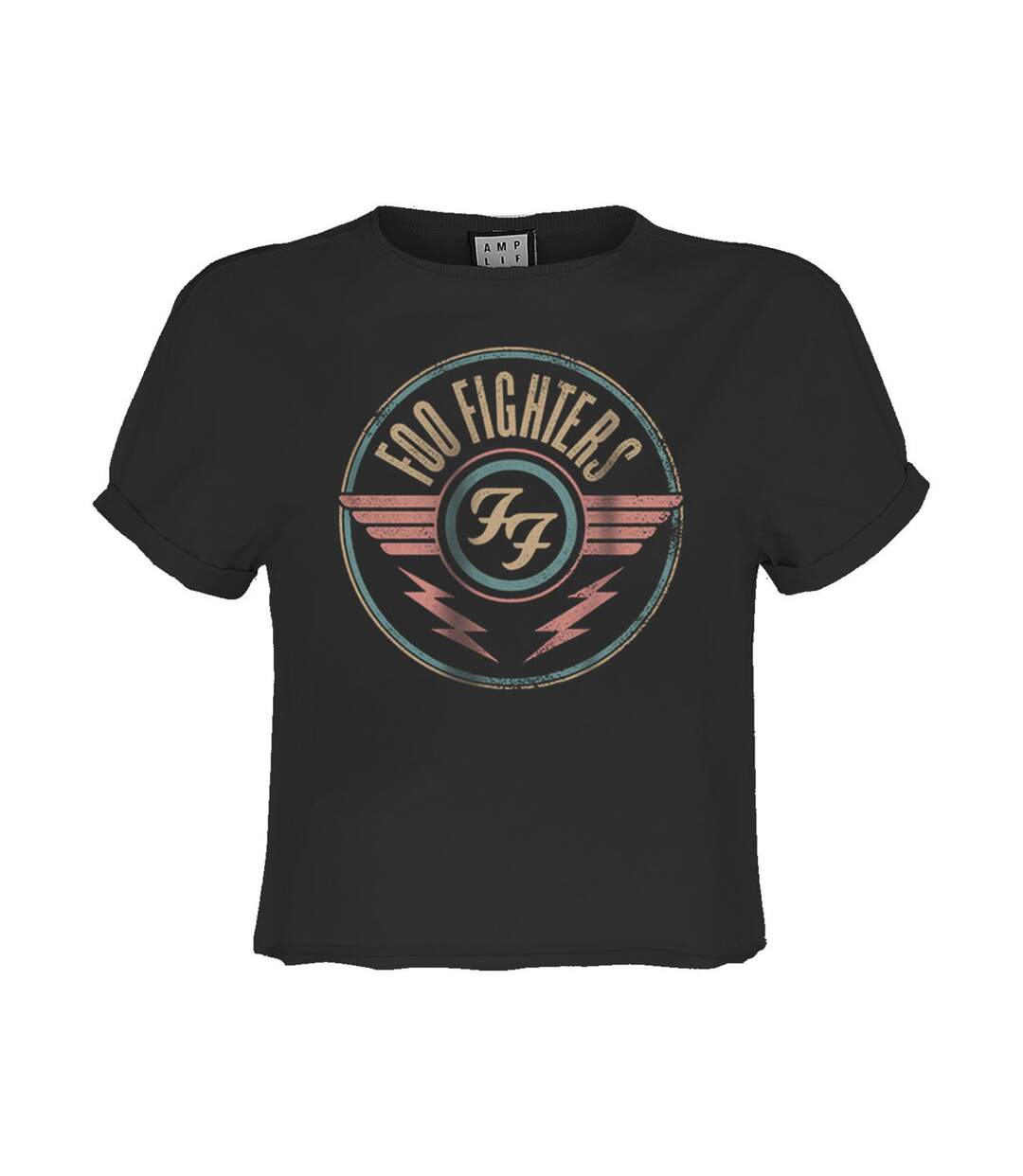 Womens/ladies Air Foo Fighters Crop Top Charcoal Amplified-1