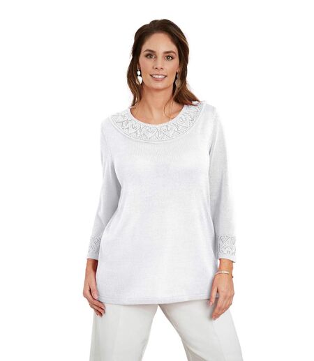 Pull maille brillante détails ajourés