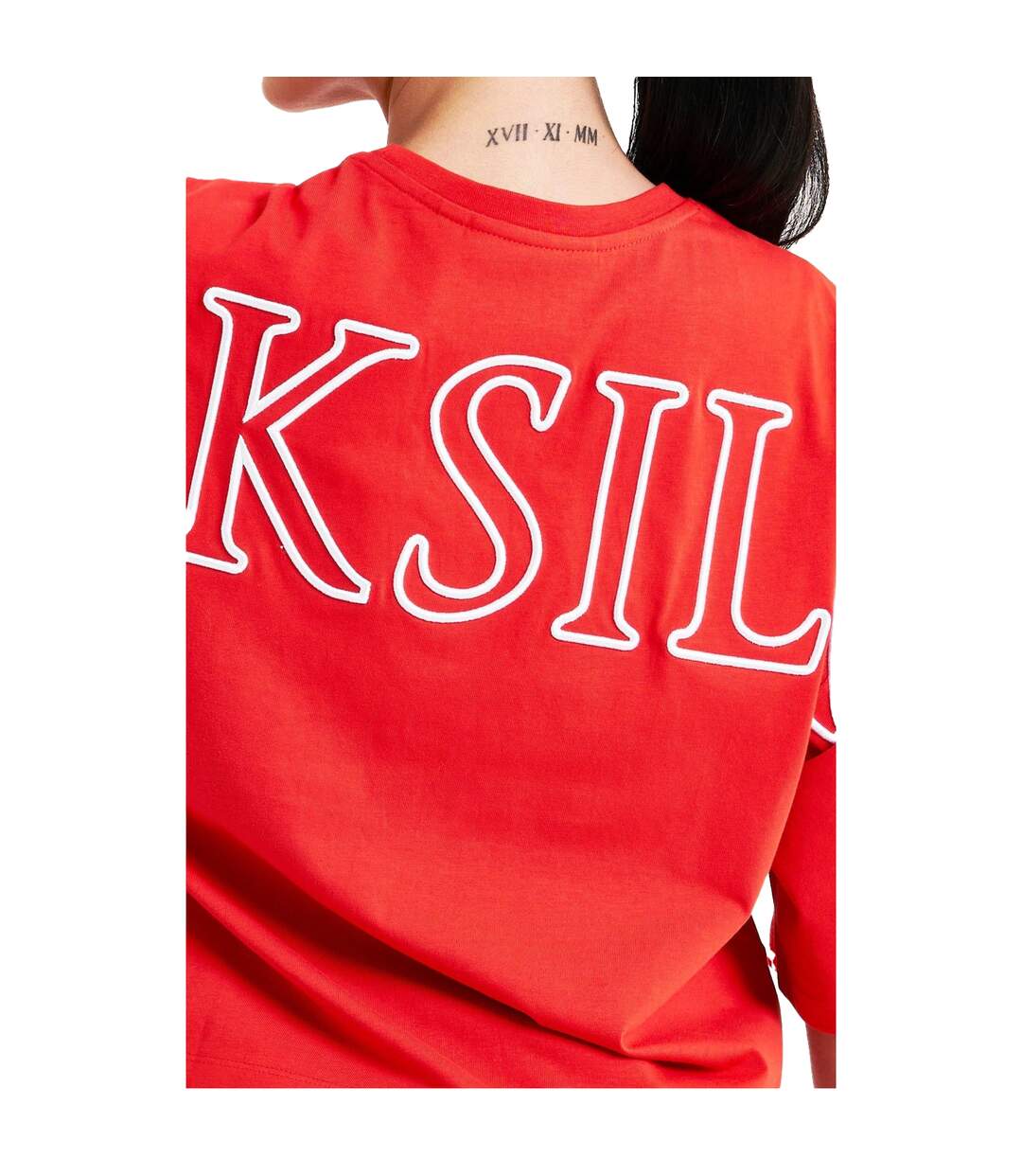 Womens/ladies branded crop t-shirt red SikSilk-4
