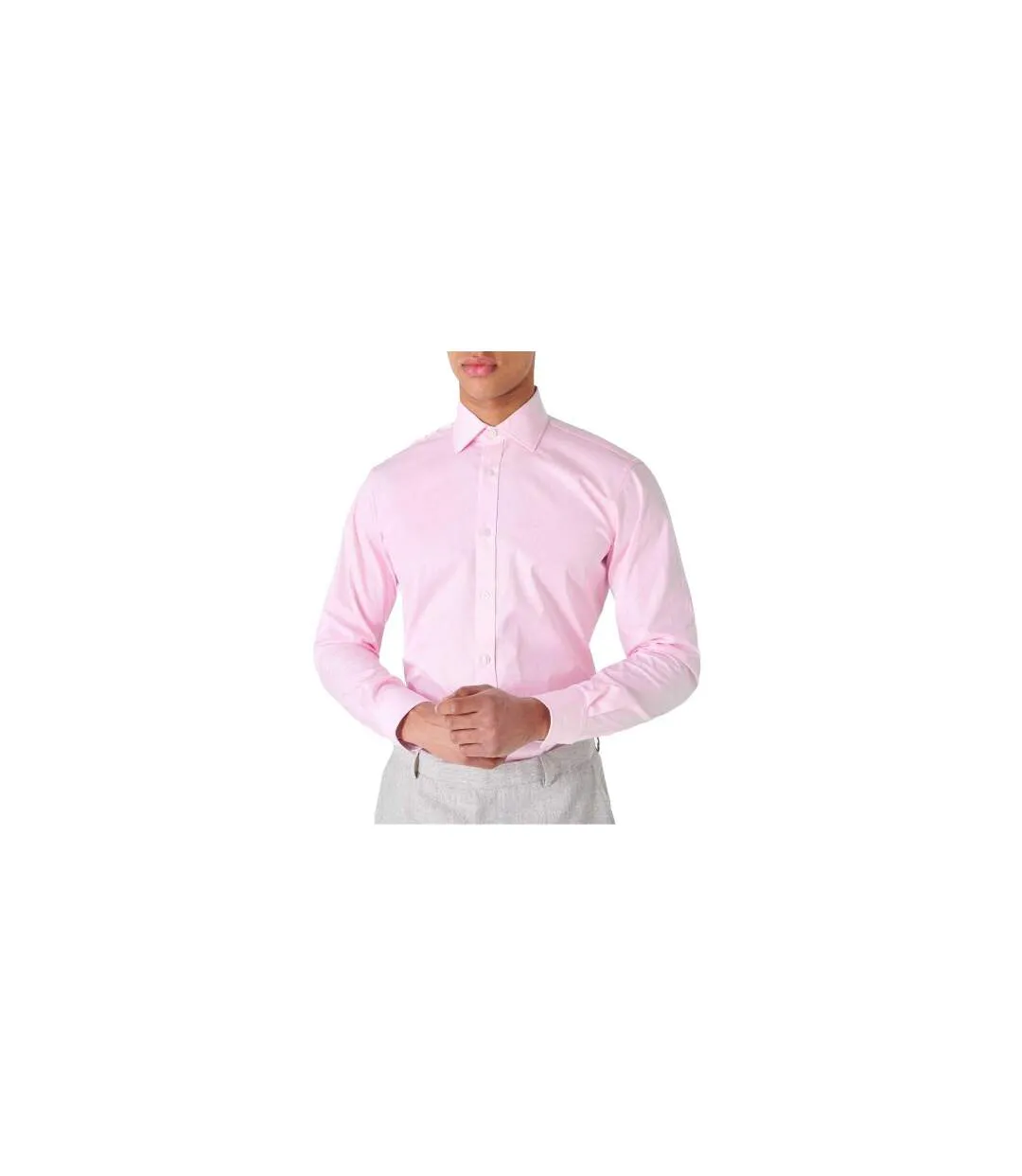 Mens Poplin Tailored Long-sleeved Formal Shirt Pink Haines And Bonner-1