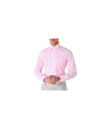 Mens Poplin Tailored Long-sleeved Formal Shirt Pink Haines And Bonner
