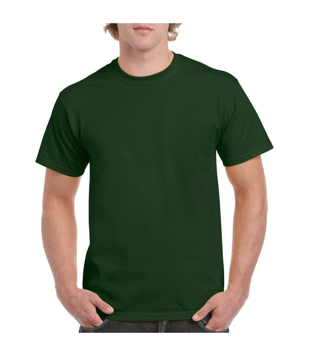 Lot de 5  t-shirts manches courtes hommes vert forêt Gildan