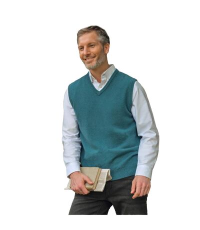 Mens V Neck Sleeveless Pullover Pull Sans Manches À Col En V Turquoise Pâle WoolOvers