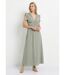 Robe longue sans manches taille plissée-1