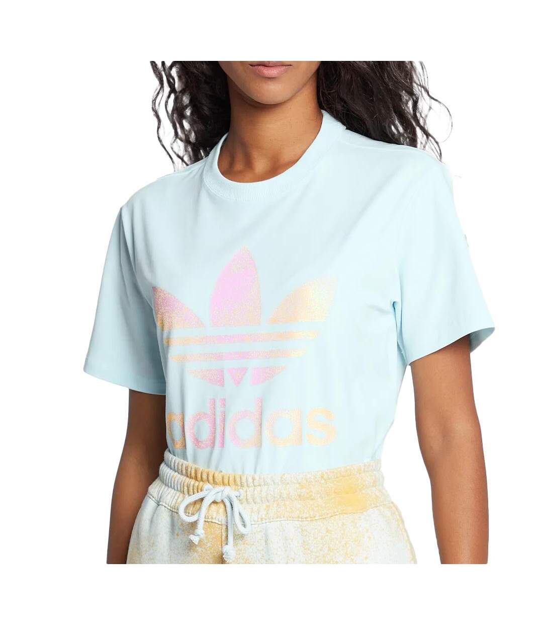 T-shirt Bleu Femme Adidas Trefoil - 36