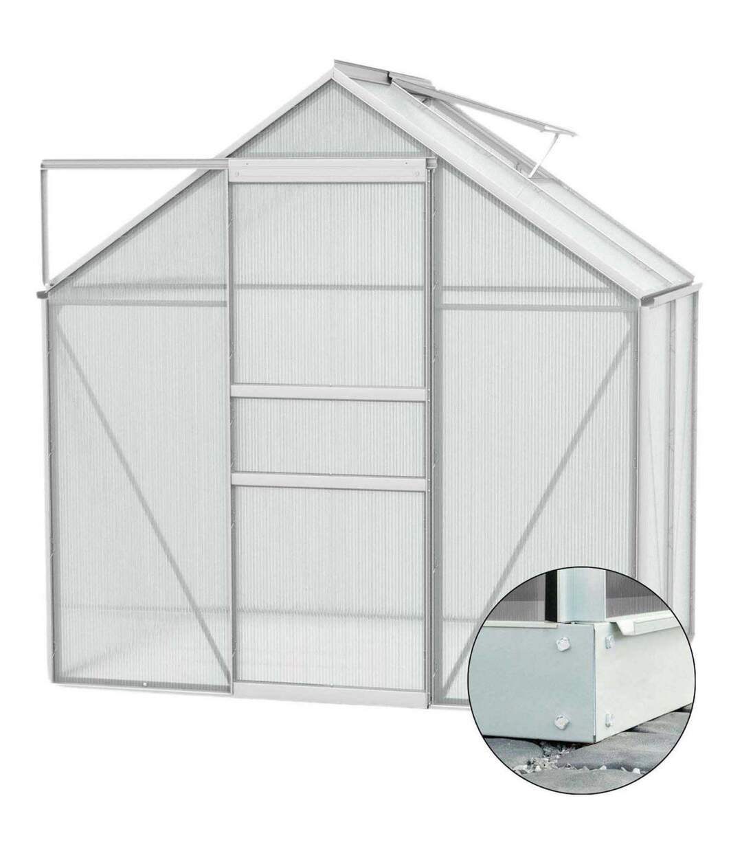 Serre de jardin en polycarbonate 6 mm et aluminium anodisé avec embase Venus Longueur de 321 cm