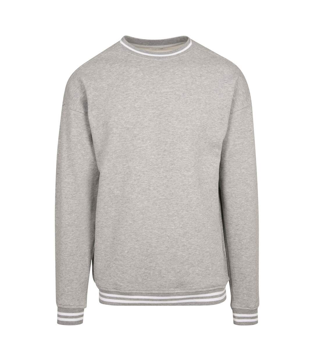 Sweat college homme gris chiné / blanc Build Your Brand-1