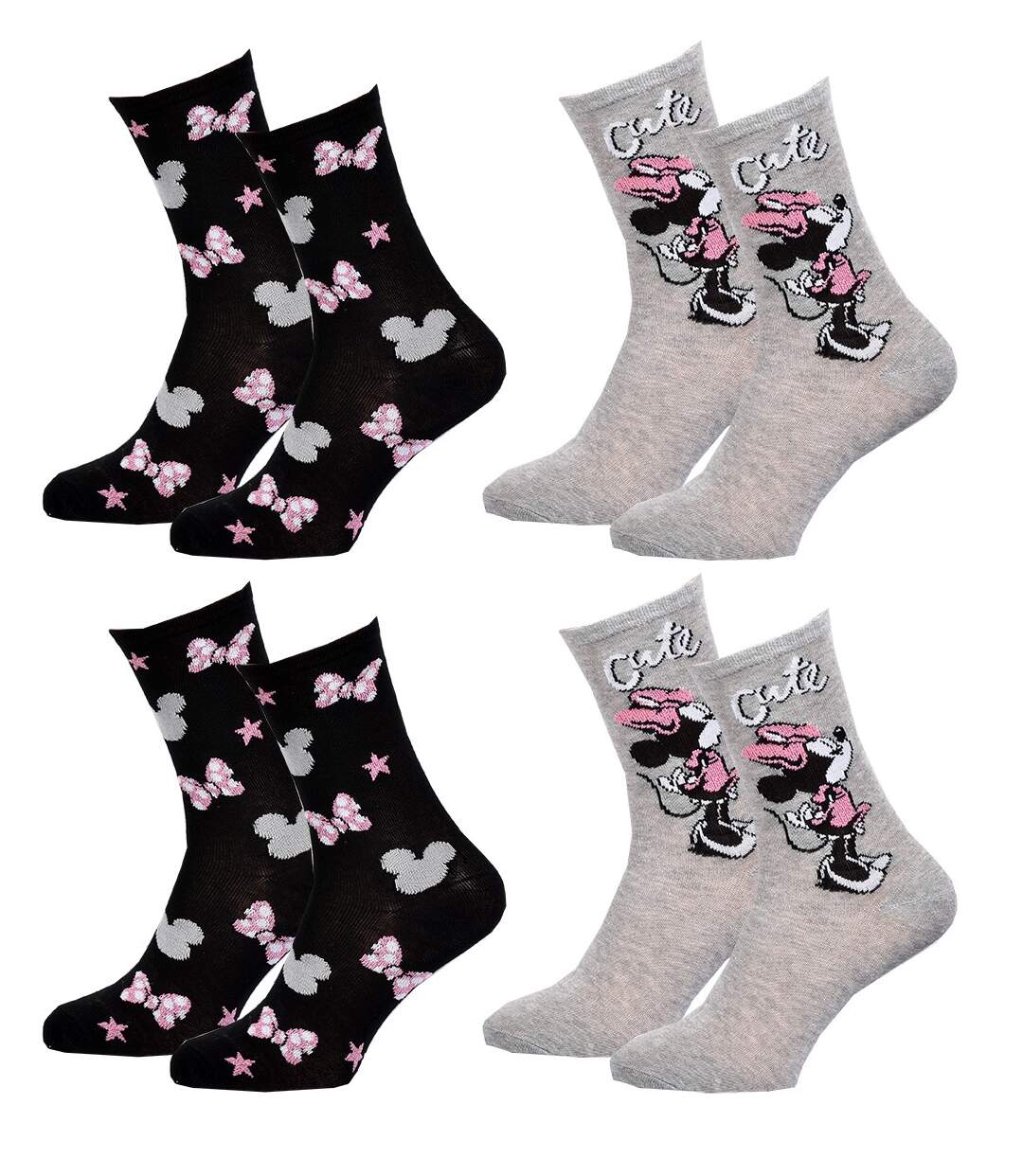 Pack de Chaussettes Adulte Licence Fantaisies-Assortiment modèles photos selon arrivages- Pack de 4 Paires MINNIE 2539-1