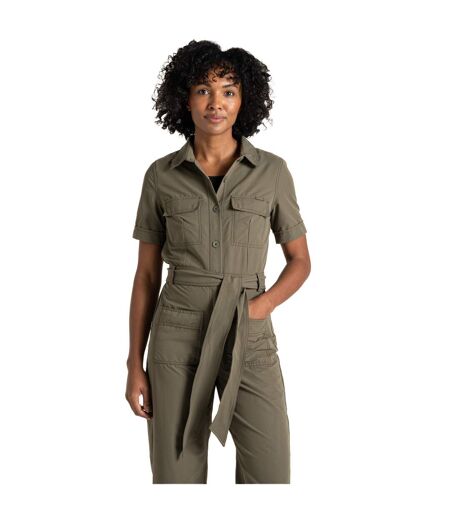 Combinaison Unie Cintrée Style Chemise Femme Vert Kaki Craghoppers