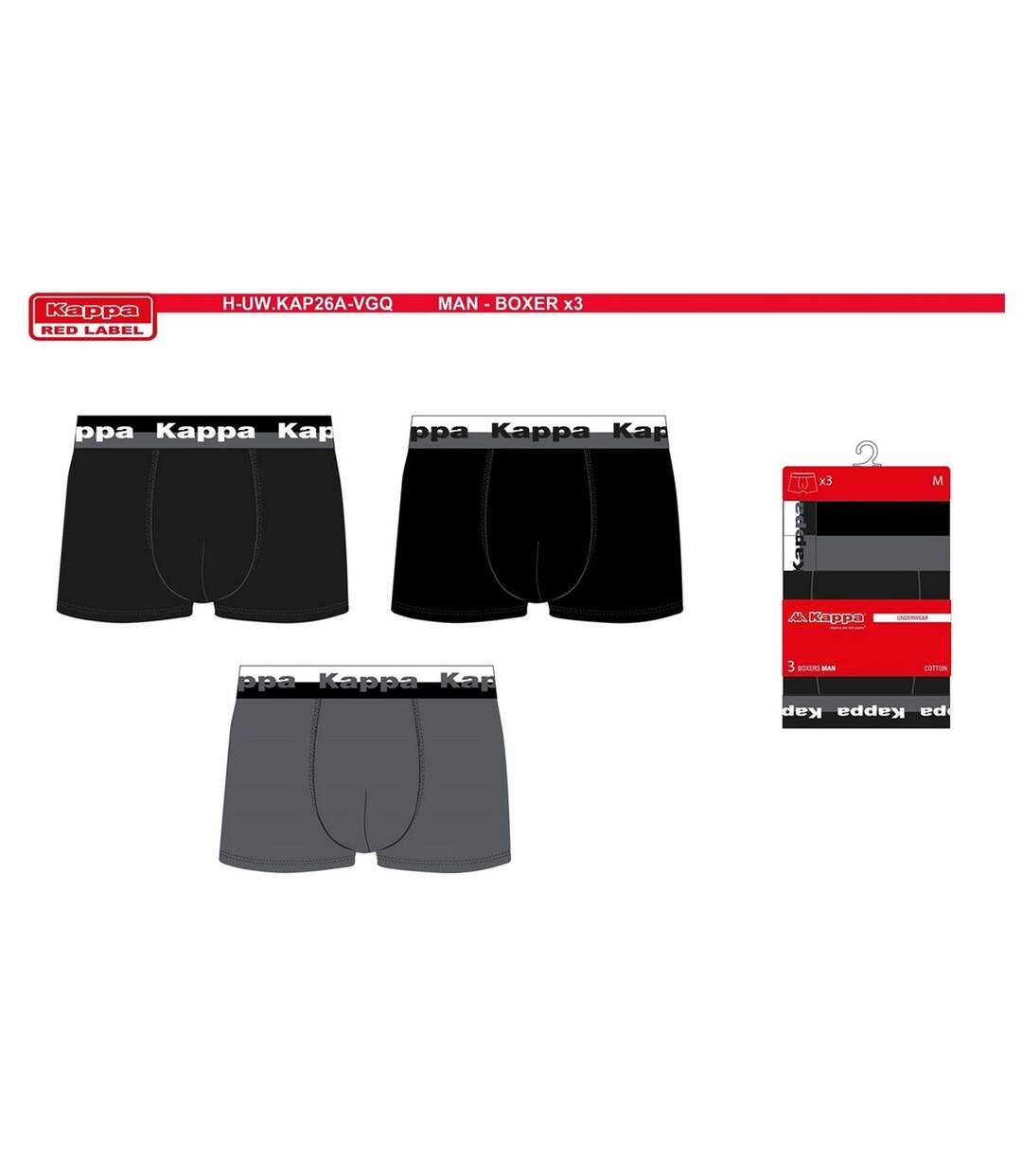 Boxer homme KAPPA Pack de 6 Boxers 2430-3