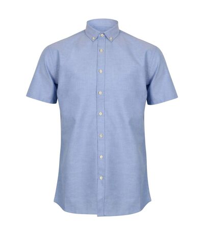 Henbury Mens Modern Short Sleeve Oxford Shirt (Blue)