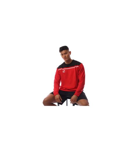 Mens Precision Striped Long-sleeved Sweatshirt Red Black Sondico