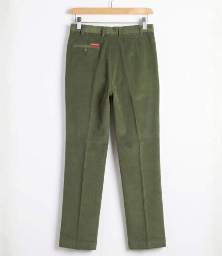 MAYFLOWER D373 — Pantalon velours extensible kaki : confort stretch et taille haute