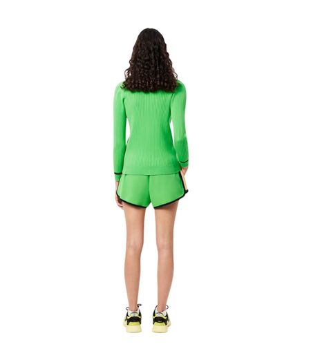 Womens/ladies Cotton Panelled Shorts Green Lacoste
