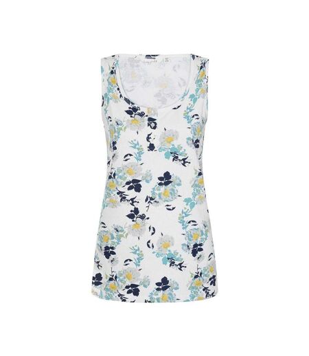 Womens/ladies Fleur Printed Vest Top Blue White Yellow Lazy Jacks