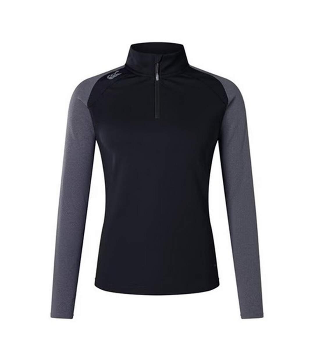Womens/ladies Elite Quarter Zip Base Layer Top Black Magnet Marl Canterbury-1