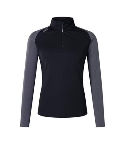 Womens/ladies Elite Quarter Zip Base Layer Top Black Magnet Marl Canterbury