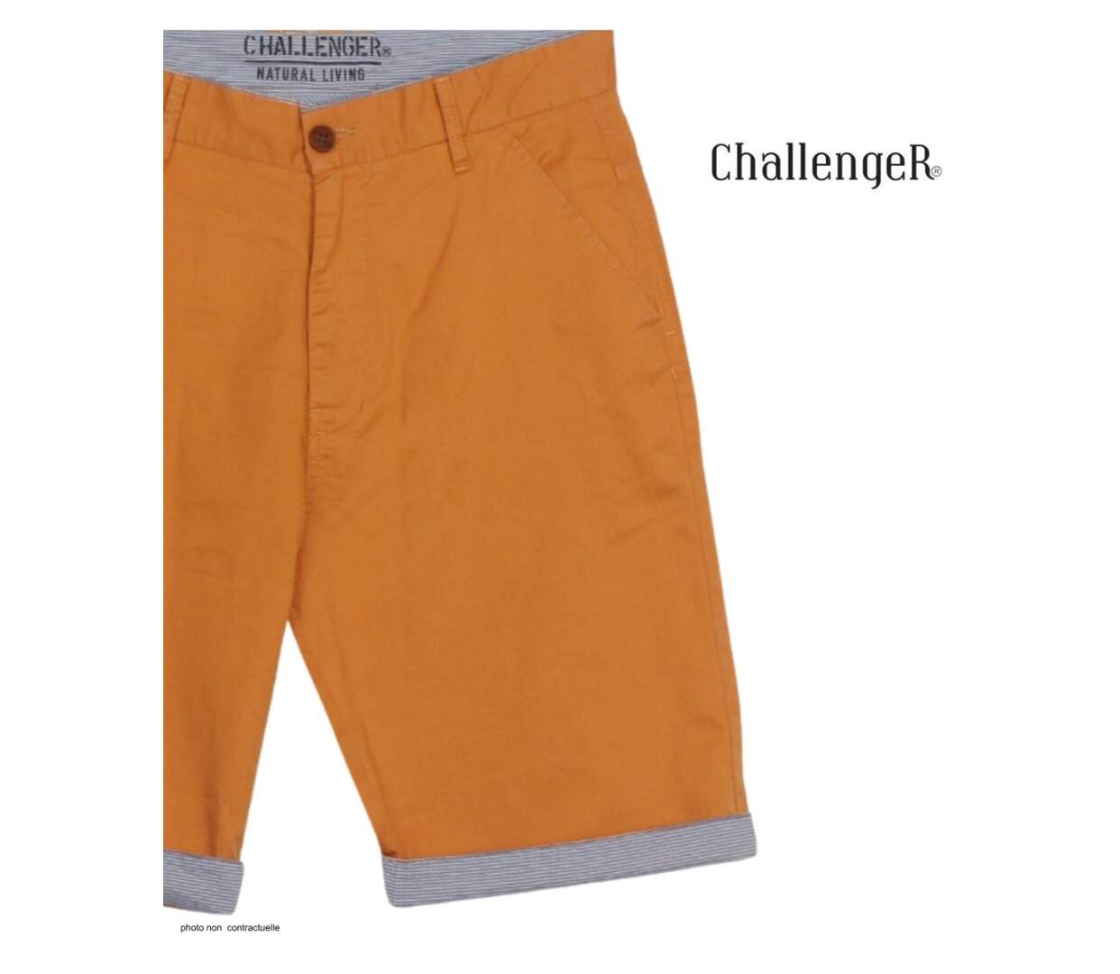 Bermuda uni avec revers CHALLENGER IBIZA2 : le short 100% coton au style estival affirmé-4